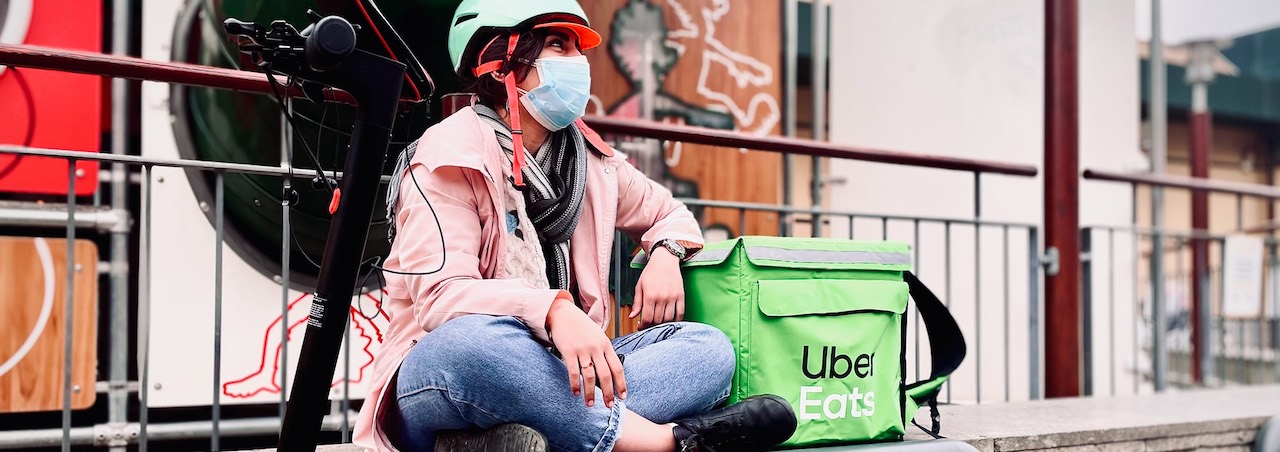 Uber Eats worker taking a break